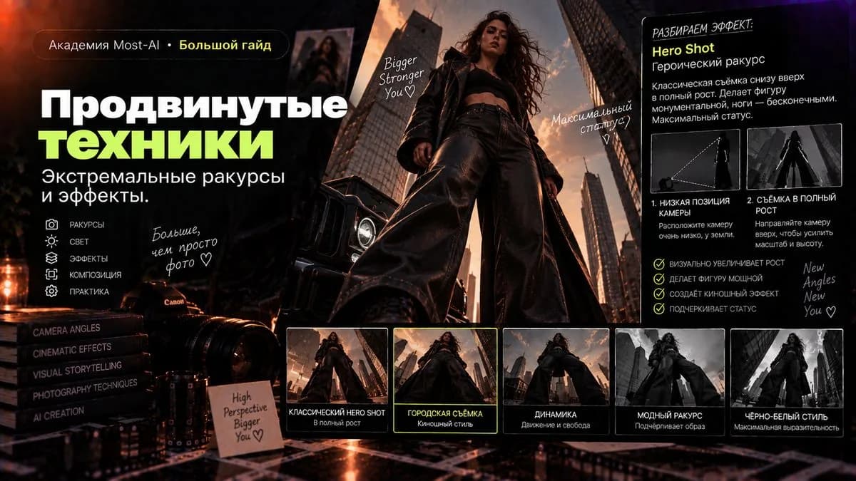Классическая съёмка снизу вверх в полный рост